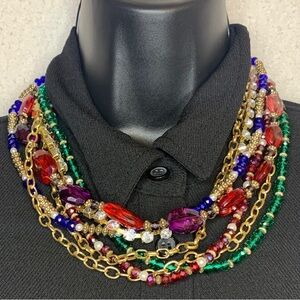 Vintage Multicolor Beaded Necklace with Gold Accents - Ed Levin